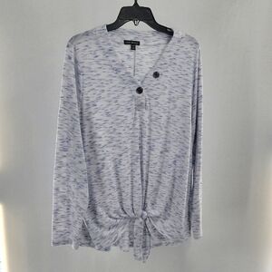 Lane Bryant Blue and White Long Sleeve Knit Top